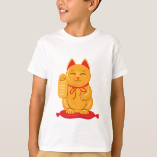 T-shirt Maneki Neko Chat d'or japonais, Symbole de richess