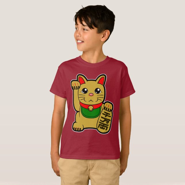 T-shirt Maneki Neko : Chat Gold Lucky (Devant entier)