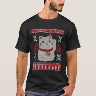T-shirt Maneki Neko Chat japonais Kawaii Noël laid