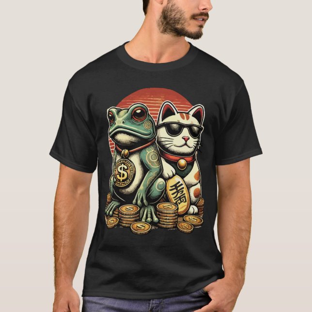 T-shirt Maneki Neko et Jin Chan - La chance et la prospéri (Devant)