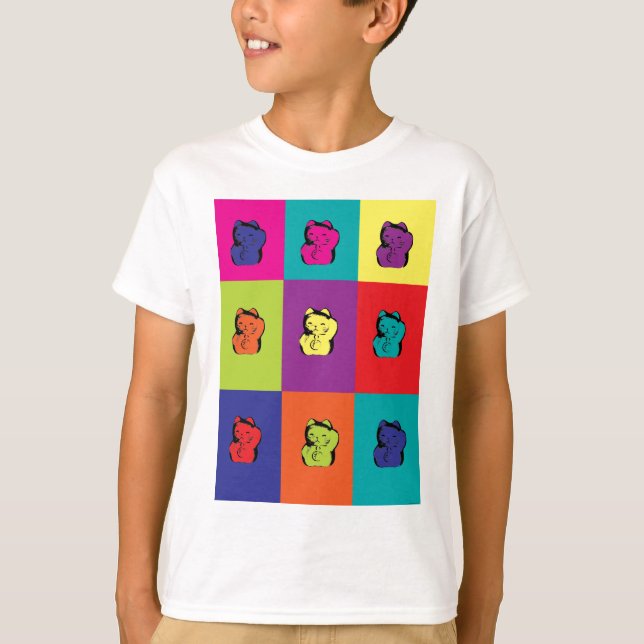 T-shirt Maneki Neko Kitty Pop Art (Devant)