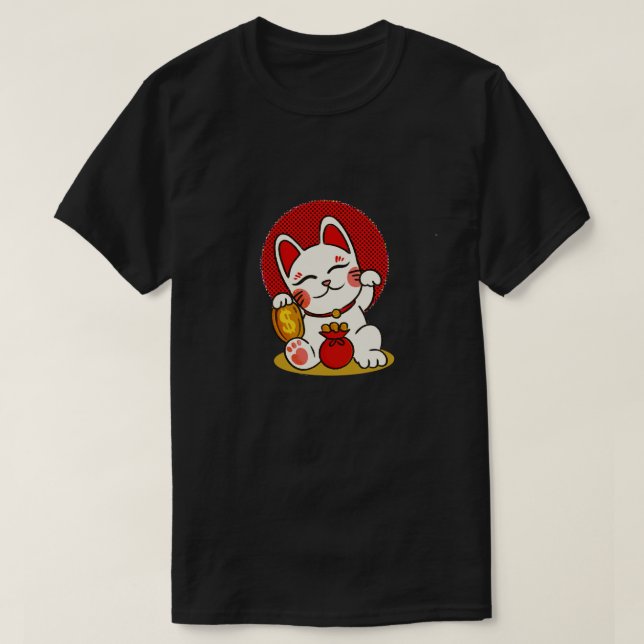 T-shirt Maneki Neko le chat qui fait la queue (Design devant)