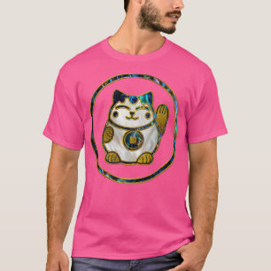 T-shirt Maneki Neko Lucky cat on pearl and abalone