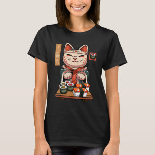 T-shirt Maneki Neko Sushi Chat - Cute Nigiri Sashimi Maki