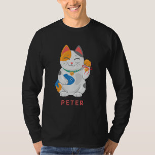 T-shirt Maneki Neko White Chat, symbole de bonne chance