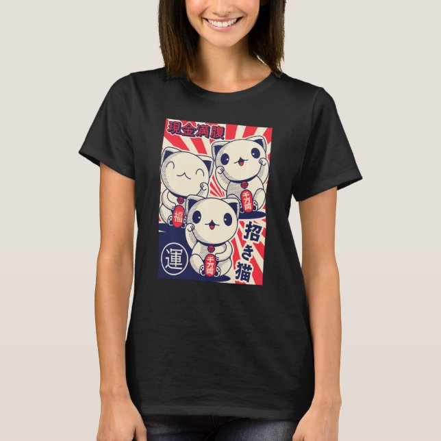 T-shirt Maneki Nekos Chats chanceux Bonne chance Feng Shui (Devant)