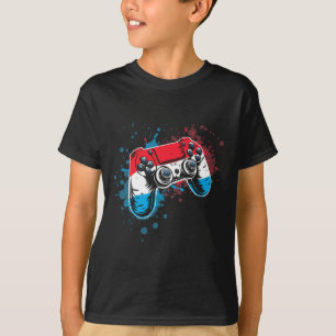 T-shirt Manette de jeu avec drapeau du Luxembourg 
