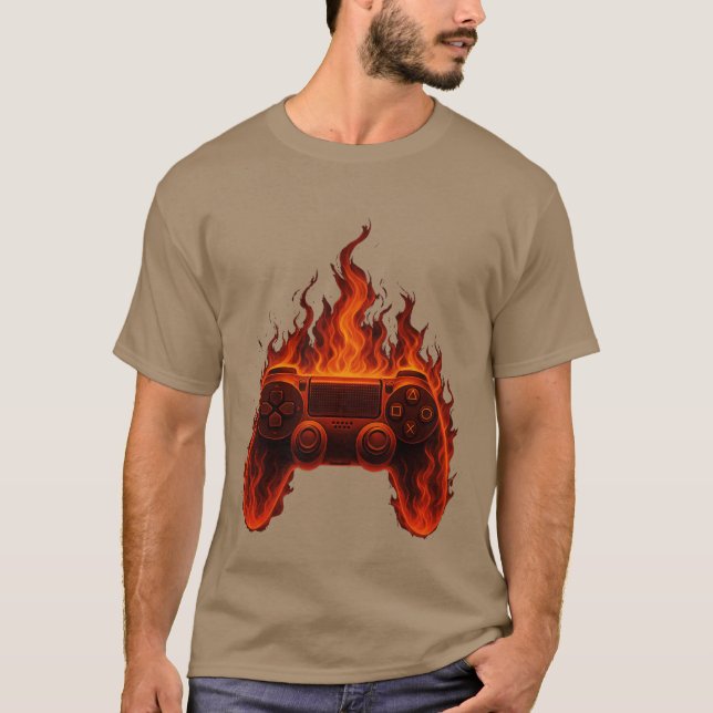 T-shirt Manette de jeu en feu Amoureux de jeu Console Gam (Devant)