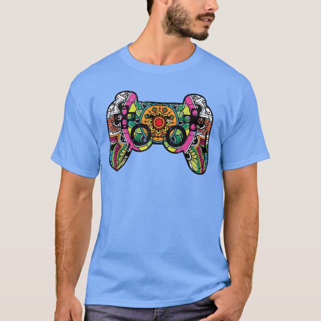 T-shirt Manette de jeu Mandala Motif floral Jeu cool (Devant)