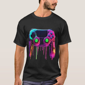 T-Shirt Manette De Jeu Neon Drip