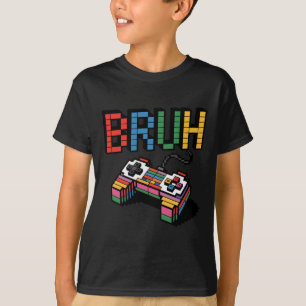 T-shirt Manette de jeu Pixel Block Bruh drôle style rétro