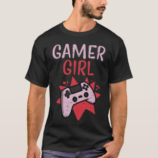 T-shirt Manette de jeu rose Gamer Girl Mignon jeu vidéo