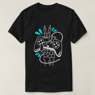 T-shirt Manette de jeu vidéo à main avec couleur néon