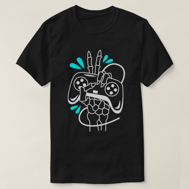T-shirt Manette de jeu vidéo à main avec couleur néon (Design devant)