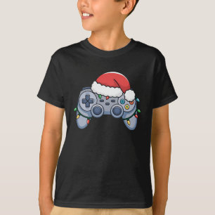 T-shirt Manette de jeu vidéo chapeau de Noël de père Noël 