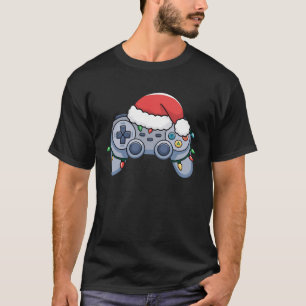 T-shirt Manette de jeu vidéo chapeau de Noël Santa Gamer