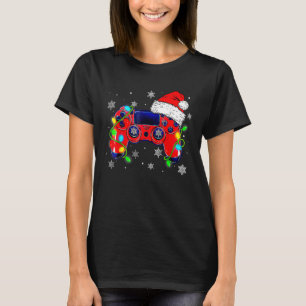T-shirt Manette de jeu vidéo chapeau de Noël Santa Gamer B