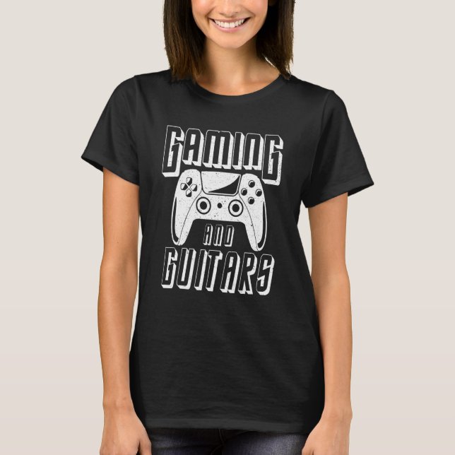 T-shirt Manette de jeu vidéo Gaming And Guitars (Devant)