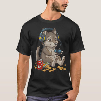 T-shirt Manette de jeu vidéo Loup Mignon pour PC Console