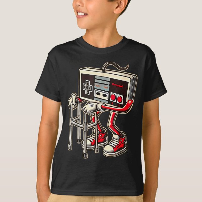 T-shirt Manette de jeu vidéo rétro avec déambulateur drôle (Devant)