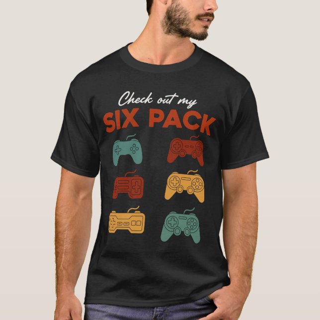 T-shirt Manette de jeu vidéo rétro Six Pack drôle  (Devant)