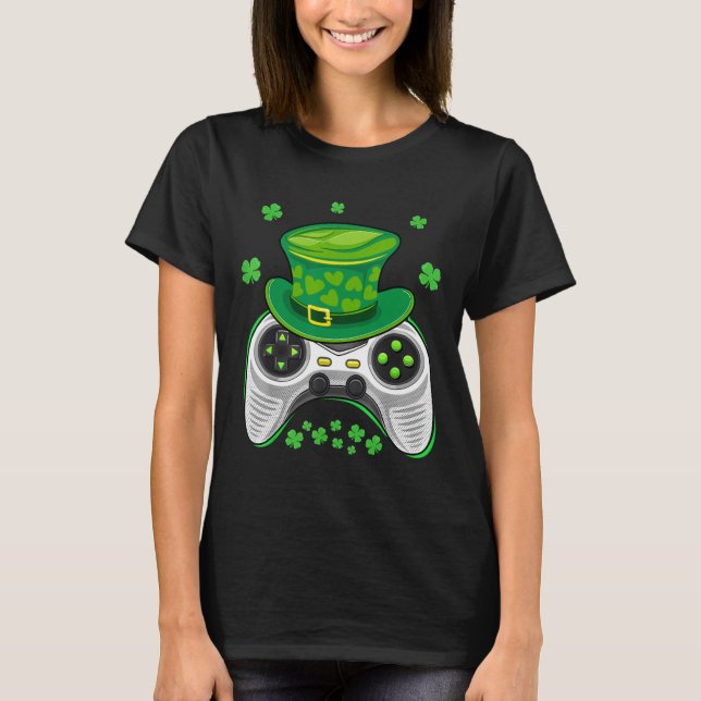 T-shirt Manette de jeu vidéo Shamrock Gamer St Patrick D (Devant)