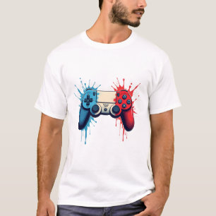 T-shirt Manette de jeu vintage éclaboussure de peinture ar
