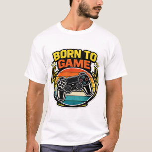 T-shirt Manette Rétro Né pour Jouer