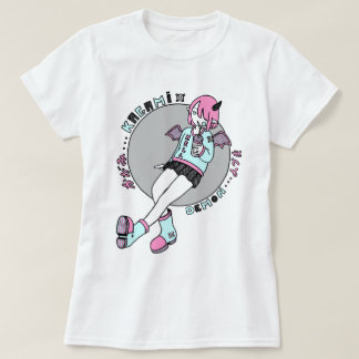 T-shirt manga demon girl pink
