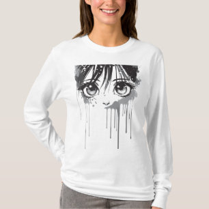 T-shirt Manga Girl avec le regard peint trempé