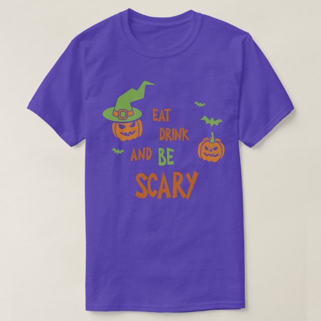 T-shirt Mange Boire Et Être Effrayant Drôle Halloween Tee  (Design devant)