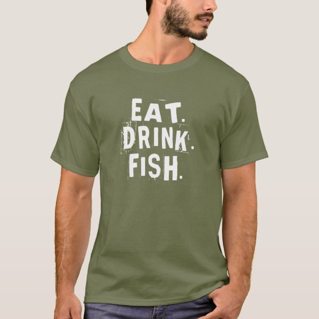 T-shirt Mange, Bois, Poisson. | Chemise de pêche amusante (Devant)