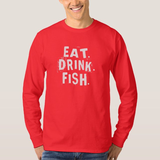 T-shirt Mange, Bois, Poisson. | Chemise de pêche amusante (Devant)