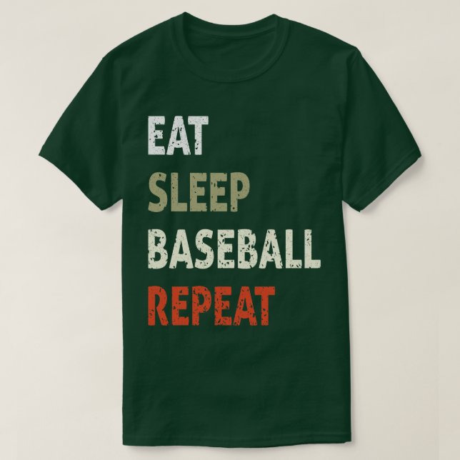 T-shirt Mange Sleep Baseball Répéter Funny Tee pour Sport  (Design devant)