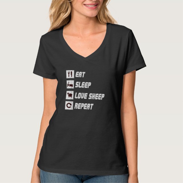 T-shirt Mange sommeil amour mouton répéter | Don de devis  (Devant)