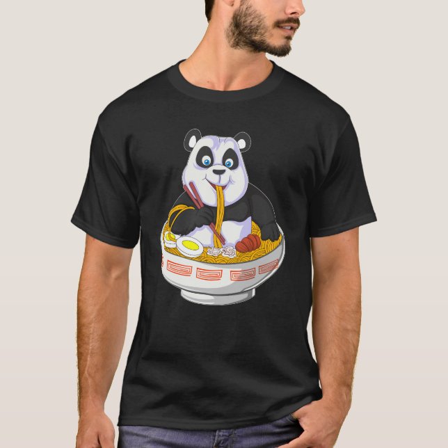 T-shirt mangeoire de panda de dessin animé (Devant)