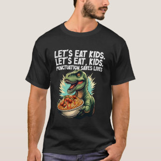 T-shirt Mangeons des enfants Drôle de dinosaure Grammaire