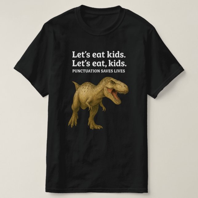 T-shirt Mangeons Ponctuation Enfants Saves Vies Grammaire (Design devant)