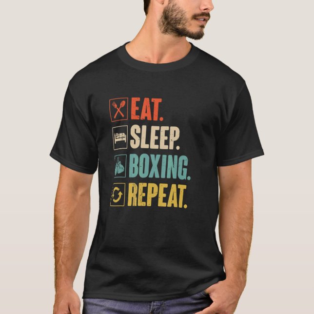 T-shirt Manger Boxe de sommeil Répéter Boxe de l'homme Vin (Devant)