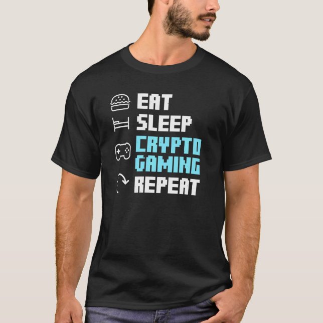 T-shirt Manger Crypto de sommeil Jeu Répéter Blockchain Nf (Devant)