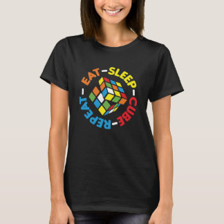 T-shirt Manger Cube Sommeil Répéter Cubes Funny Puzzle Vit