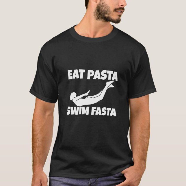 T-shirt Manger des Pâtes Nager Vite (Devant)