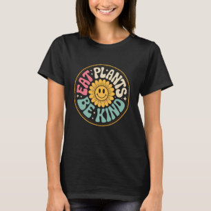 T-shirt Manger des plantes être gentil rétro vegan tournes
