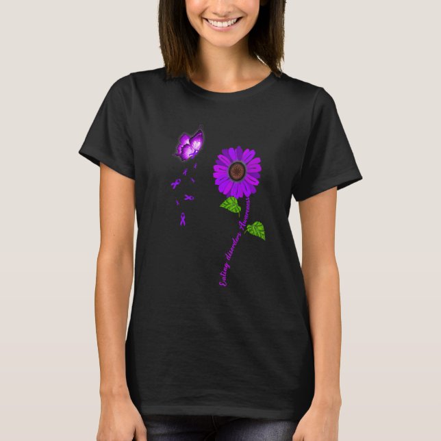 T-shirt Manger des troubles Sensibilisation Papillon pourp (Devant)