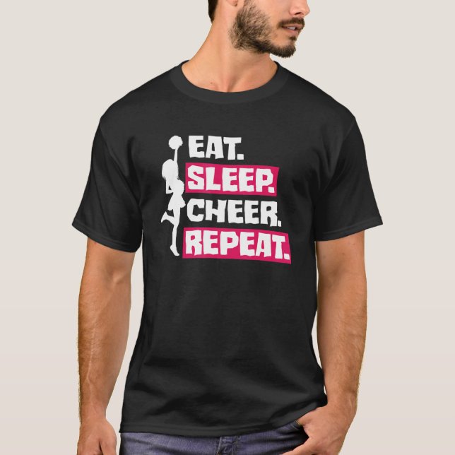 T-shirt Manger Dormir Acclamer Répéter   Cheerleading Chee (Devant)