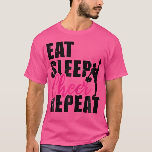 T-shirt Manger Dormir Acclamer Répéter Cheerleading Cheerl (Devant)