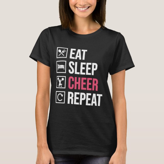 T-shirt Manger Dormir Acclamer Répéter Drôle de Cheerleadi (Devant)
