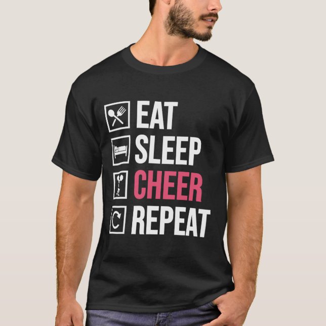 T-shirt Manger Dormir Acclamer Répéter Drôle de Cheerleadi (Devant)