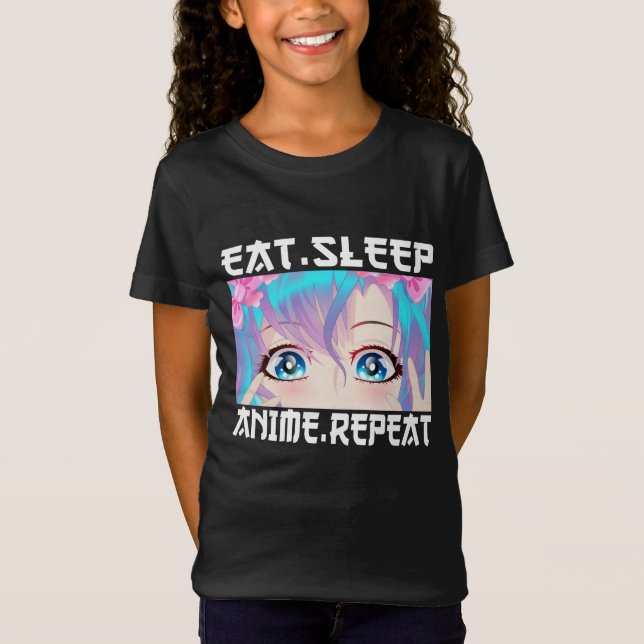 T-Shirt Manger Dormir Anime Répéter     (Devant)