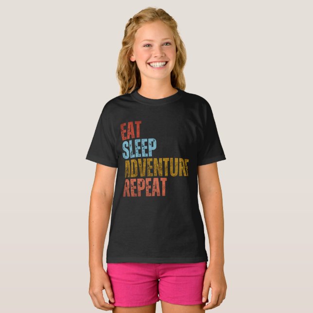 T-SHIRT MANGER DORMIR AVENTURE RÉPÉTER (Devant entier)